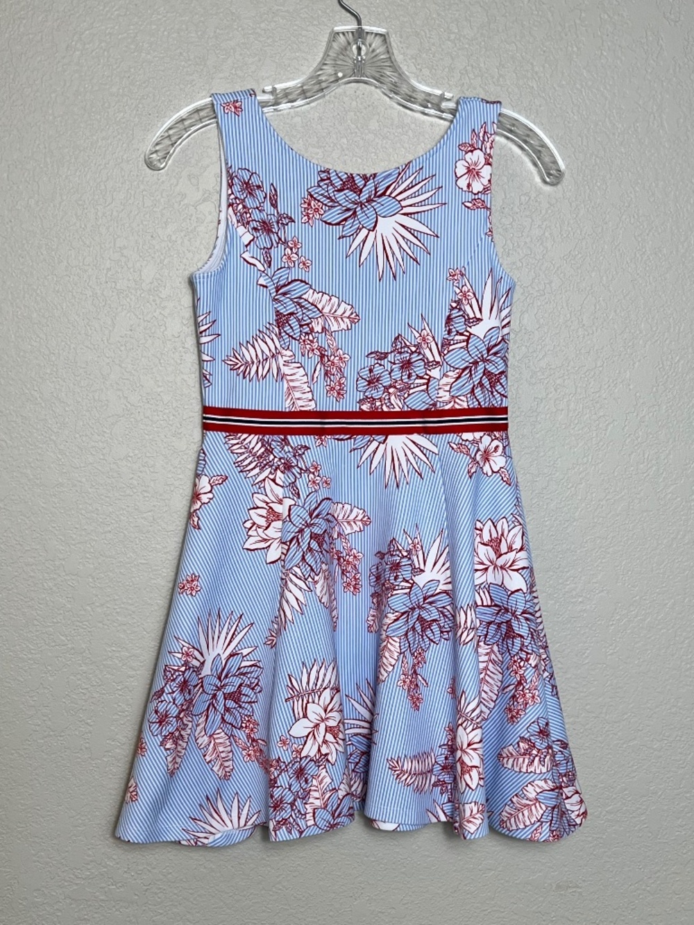 Janie and Jack Floral with Blue and White Vertical Striped Pattern